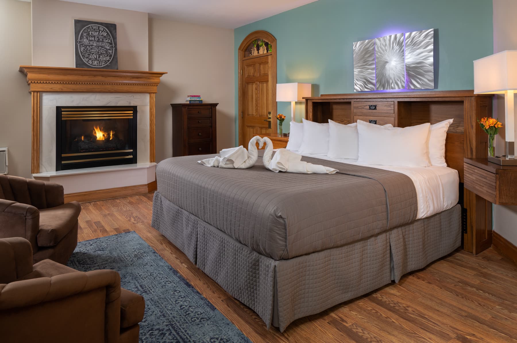 bedroom with fireplace