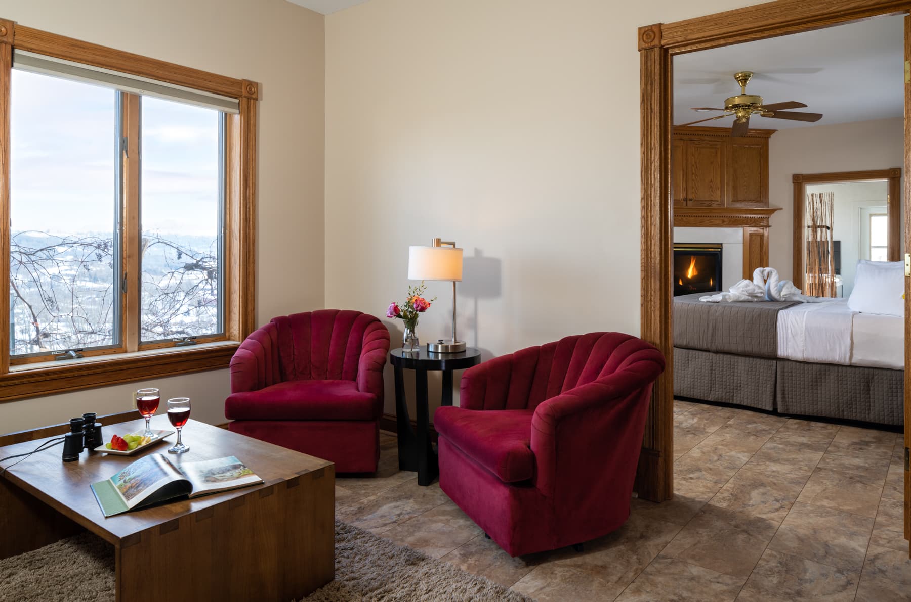 living room with two chairs