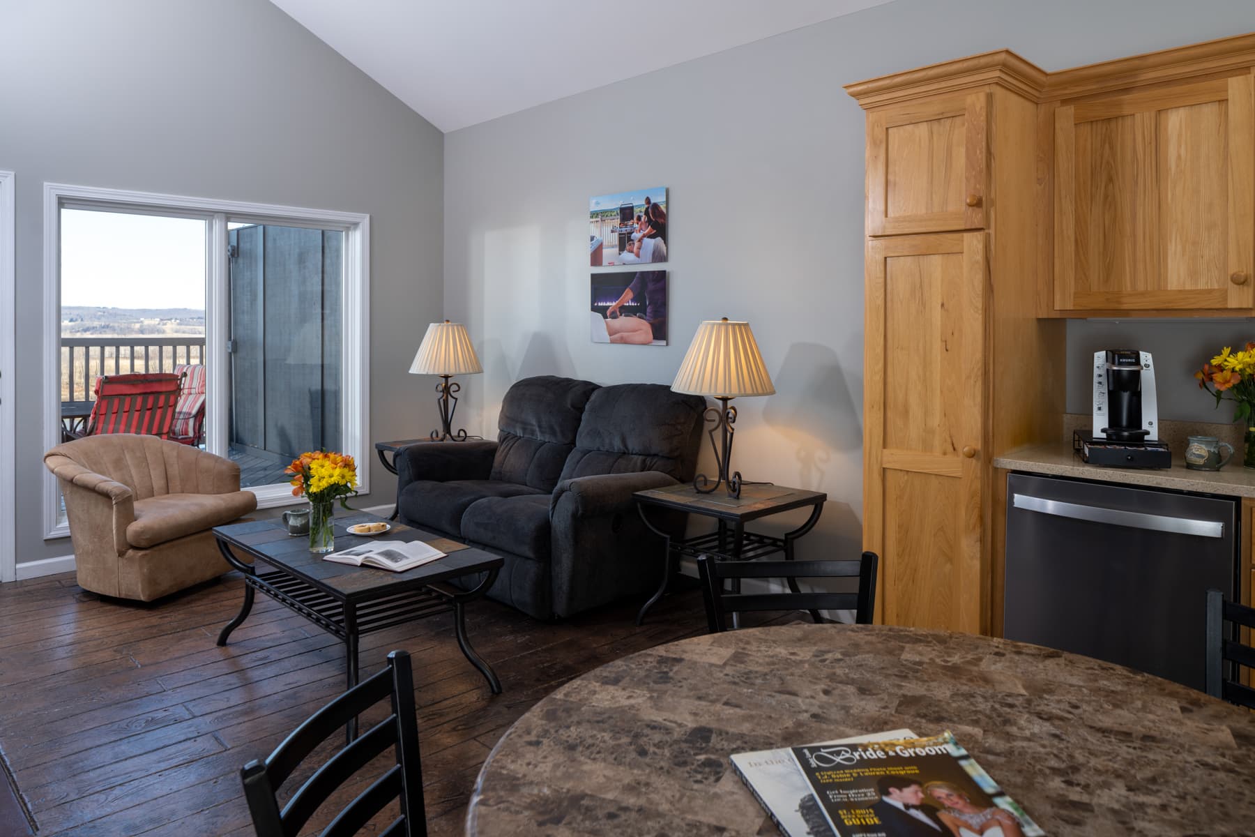 living room and kitchen