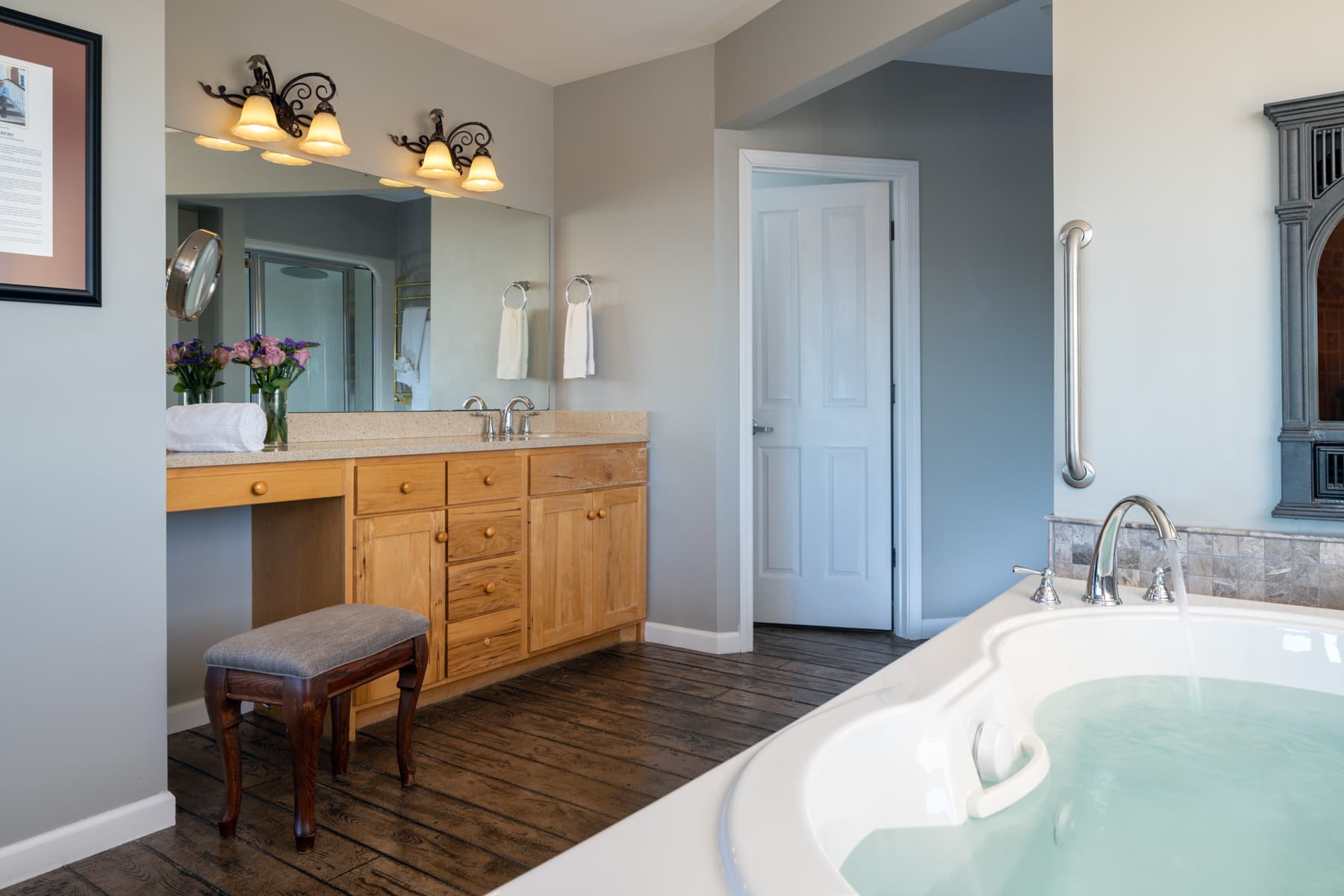 Vanity and jetted tub